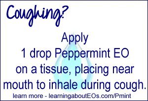 Coughing - Apply 1 drop Peppermint EO on a tissue, placing near mouth to inhale during cough.